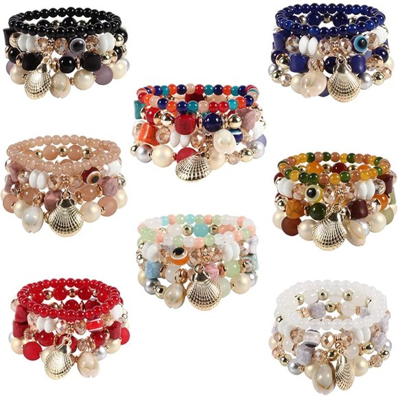 Twinfree Bohemian Bracelets for Women Stretch Multilayer Colorful Beads … - Picture 1 of 9